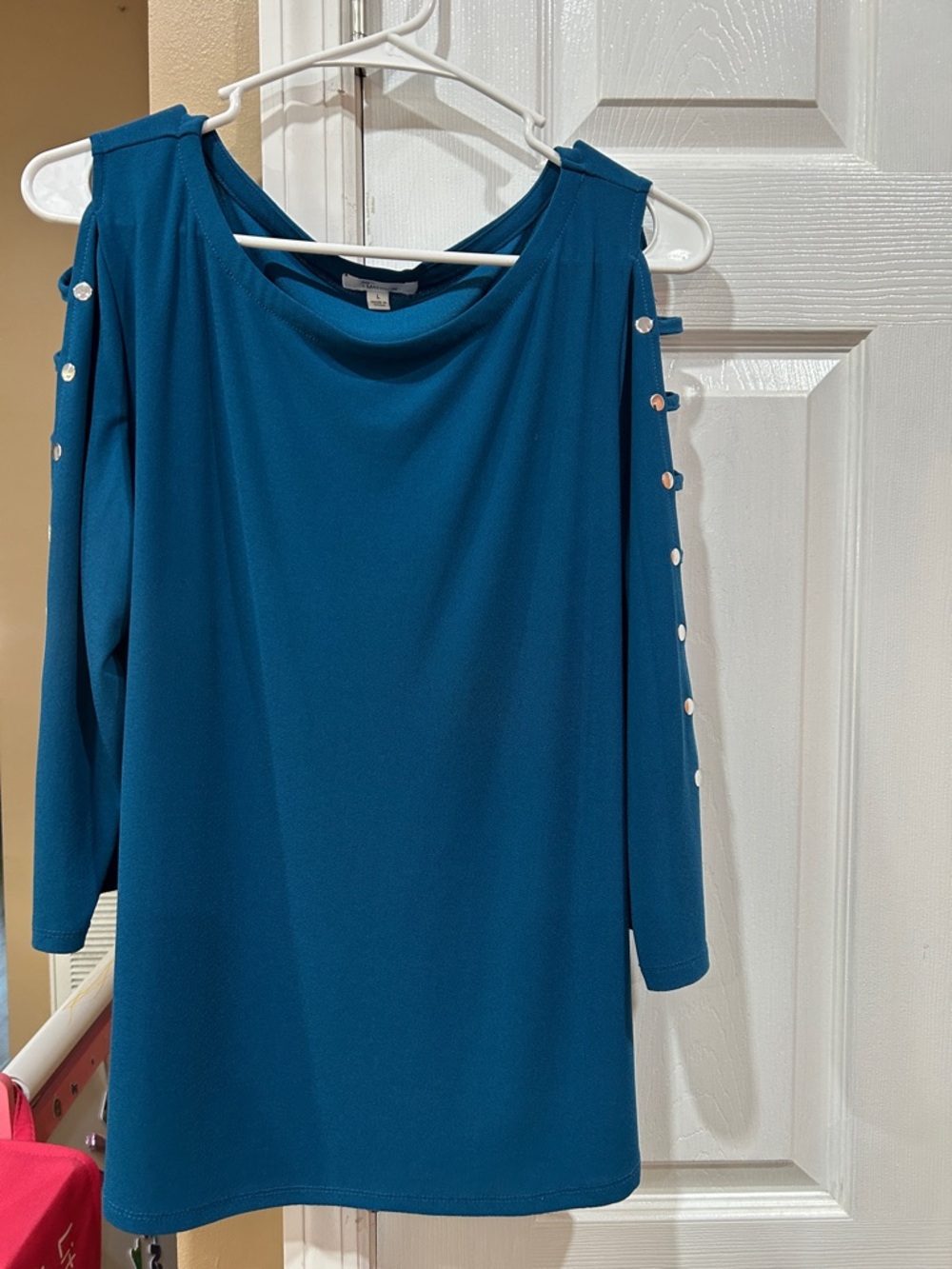 89th & Madison Teal Sleeveless Drape-Neck Top